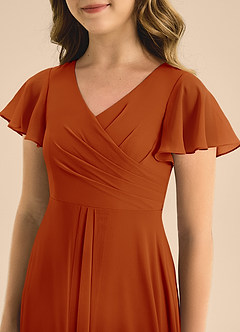 Azazie Induh Junior Paprika A-Line Pleated Chiffon Dress image5