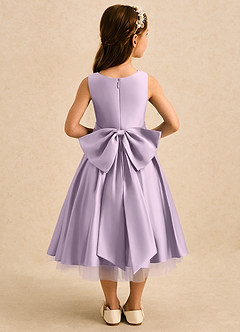 Azazie Josie Robe Demoiselle D'honneur Fillette Robe Trapèze en Mat Satiné Plissé Frostiges Flieder image2