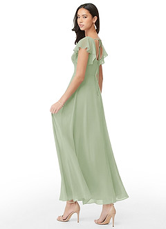 Azazie Bondi Bridesmaid Dresses Dusty Sage A-Line Ruched Chiffon Dress image4