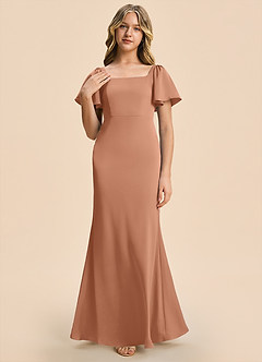 Azazie Chace Junior Bronzer Sheath Stretch Satin Dress image6
