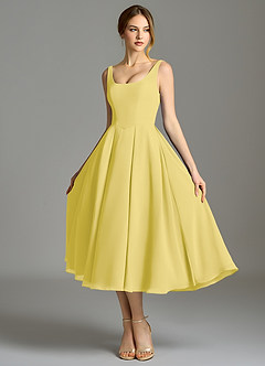 Azazie Amalie Bridesmaid Dresses Canary A-Line Pleated Chiffon Dress image6