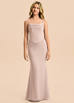 Azazie Sorrel Junior English Rose Mermaid Pleated Chiffon Dress image5
