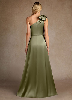 Azazie Easton Mother of the Bride Dresses Pistachio A-Line One Shoulder Stretch Satin Dress image3