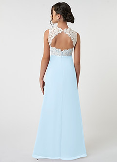 Azazie Rana Junior Sky Blue A-Line Lace Chiffon Dress image2