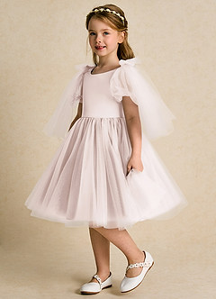 Azazie Duchess vestidos de niña de las flores Vestido de Pétalo De Rosa de Tul de Corte En A con Con mangas image1