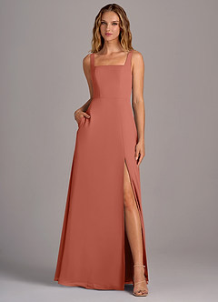 Azazie Debra Bridesmaid Dresses Clay A-Line with Pockets Chiffon Convertible Dress image5