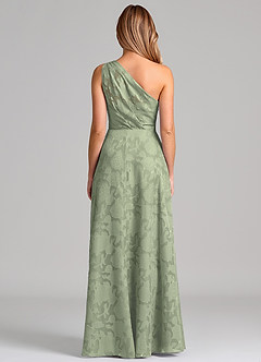 Azazie Phaedra Brudtärnklänningar Klä av A-Linje i Blommig Utbrändhet Ena axeln Agave image6