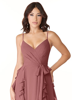 Azazie Peyton Abiti da Damigella Abito A-Line in Chiffon Increspato Ametista image6