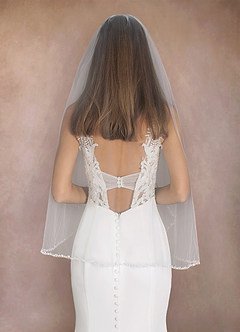 front Sheena Beads Hip Length Veil