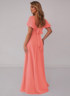 Barbie ♥ Azazie Bridesmaid Dresses Coral A-Line Pleated Chiffon Dress image2