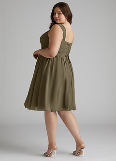 Azazie Angie Bridesmaid Dresses Willow Green A-Line Corset Chiffon Dress image12