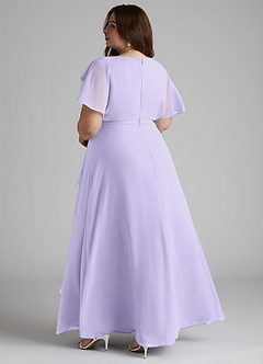 Azazie Aaliyah Modest Bridesmaid Dresses A-Line Scoop Pleated Chiffon Floor-Length Dress image9