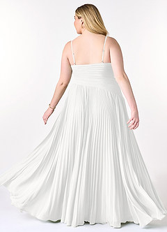 Azazie Vini Jurken voor bruidsmeisjes Jurk van Chiffon met A-Lijn V-hals geplooid Wit image9