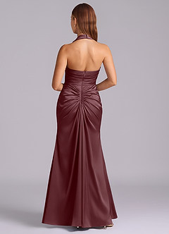 Azazie Destiny Robes de demoiselle d'honneur Robe Sirène en Satin extensible Encolure en Forme de Cœur Sangria image2