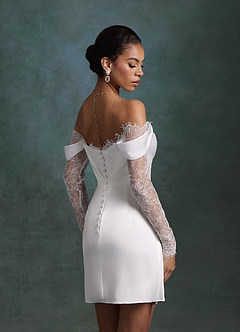 Azazie Alesya Wedding Dresses Diamond White A-Line Sweetheart Neckline Lace Dress image2