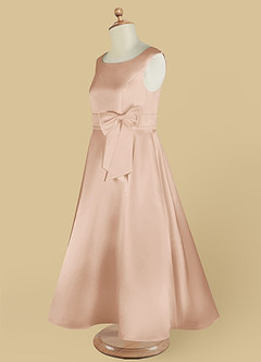 Azazie Lindy Flower Girl Dresses English Rose A-Line Pleated Matte Satin Dress image15