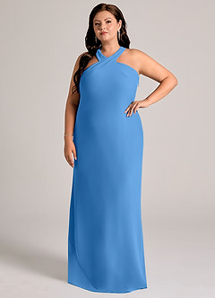 Azazie Doretta Bridesmaid Dresses Blue Jay Mermaid Pleated Chiffon Dress image8