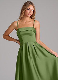 Azazie Lucienne Suknie dla druhen Linia A Pofałdowany Satyna elastyczna Długość kostki Sukienka image2