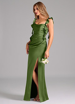 Azazie Jessamine Bridesmaid Dresses Juniper A-Line Corset Stretch Satin Dress image5
