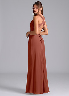Azazie Evadne Bridesmaid Dresses Auburn A-Line Pleated Chiffon Dress image2