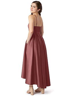 Azazie Jemima Junior Amethyst A-Line with Pockets Stretch Satin Dress image5