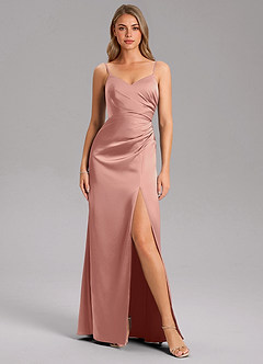 Azazie Azuree Robes de demoiselle d'honneur Robe Trapèze en Satin extensible Plissée Rosette image6