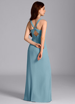 Azazie Mero Junior Meerjungfrau-Linie Plissee Chiffon Kleid Stimmungsvolles Blau image7