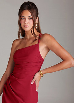 Azazie Eren Jurken voor thuis passen Jurk van Stretch crêpe met Kolom One-Shoulder Zwart image5