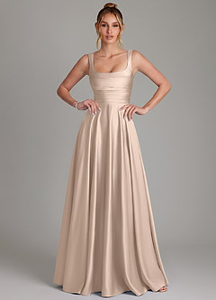 Azazie Azaria Brautjungfernkleider A-Linie Korsett Stretch-Satin Kleid Englisches Rosa image1