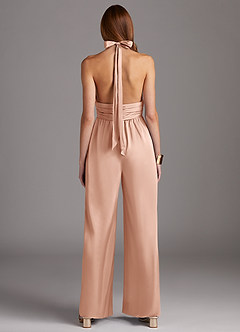 Azazie Oli Robes de demoiselle d'honneur Combinaison en Satin extensible Plissée Or Rose image2