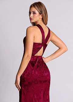 Azazie Rue 신부 들러리 드레스 쉬스 주름진 자카드 바닥 길이 드레스 image2