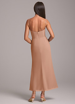 Azazie Saige Bridesmaid Dresses Champagne Rose Sheath Off the Shoulder Chiffon Convertible Dress image8