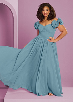 Barbie ♥ Azazie Bridesmaid Dresses Moody Blue A-Line Off the Shoulder Chiffon Convertible Dress image16
