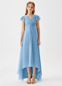 Azazie Breanne Junior Jurk van Chiffon met A-Lijn Poederblauw image6