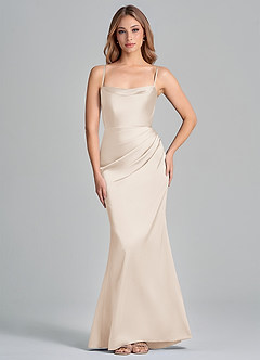 Azazie Olea 신부 들러리 드레스 인어 스트랩리스 스트레치 새틴 바닥 길이 드레스 image6