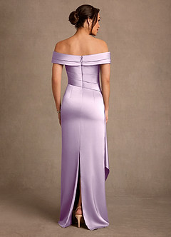 Azazie Beah Mère de la mariée Robes Robe Fourreau en Satin extensible Épaule décolletée Frostiges Flieder image3