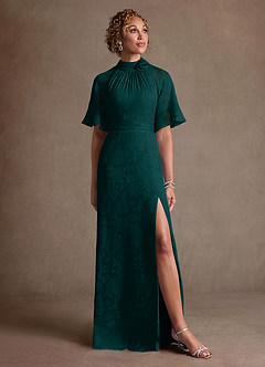 Azazie Hypatia Klänningar till brudens mor Klä Tubklänning i Blommig Utbrändhet Plisserad Tallgrön image5