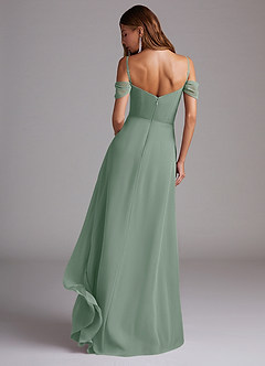 Azazie Marley Vestidos de damas de honor Vestido de Salvia Plateada de Gasa de Corte en A Convertible con Vestidos sin tirantes image2