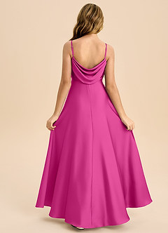 Azazie Bug Junior Linia A Pofałdowany Satyna elastyczna Długość podłogi Młodsza druhna Sukienka image2