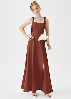 Azazie Rosey Junior Auburn A-Line Sweetheart Neckline Stretch Satin Dress image3