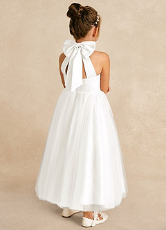Azazie Bev Flower Girl Dresses Ivory A-Line Convertible Tulle Dress image6