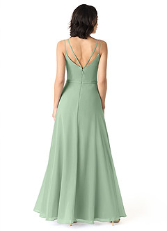 Azazie Janine Brautjungfernkleider A-Linie V-Hals Chiffon Kleid Matcha image4