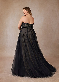 Azazie Persephone Hochzeitskleider Ballkleid Spitze Tüll Kleid Schwarz Nude image14