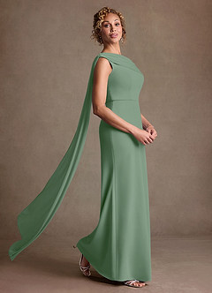 Azazie Bassi Mother of the Bride Dresses Matcha Mermaid Off the Shoulder Mesh Dress image3