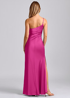 Azazie Marseli Final Sale Fuchsia Mermaid One Shoulder Stretch Satin Dress image6