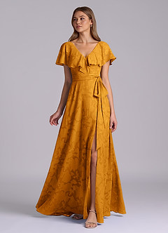 Azazie Lainey Brudtärnklänningar Klä av A-Linje i Blommig Utbrändhet med fickor Knäck image5