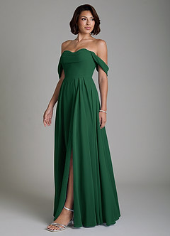 Azazie Loisa Abiti da Damigella Abito Convertibile A-Line in Chiffon Corsetto Verde Scuro image7