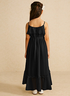 Azazie Karmen Flower Girl Dresses Black A-Line Ruched Chiffon Dress image3