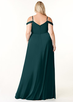 Azazie Ocean Bridesmaid Dresses Pine A-Line V-Neck Pleated Stretch Satin Dress image7