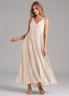 Azazie Raychelle Bridesmaid Dresses White Alabaster A-Line Pleated Stretch Satin Dress image3